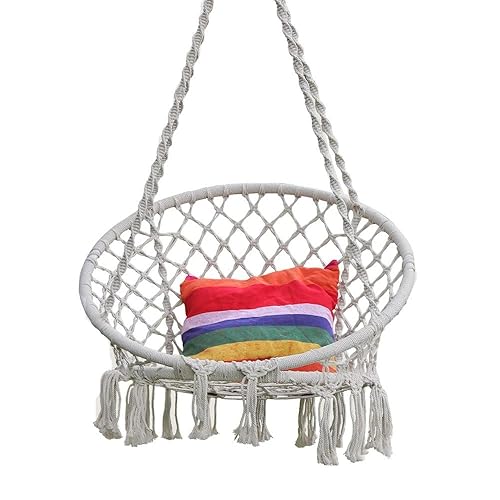 Hanging Rope Hammock Lounger Chair Macrame Porch Swing for Indoor
