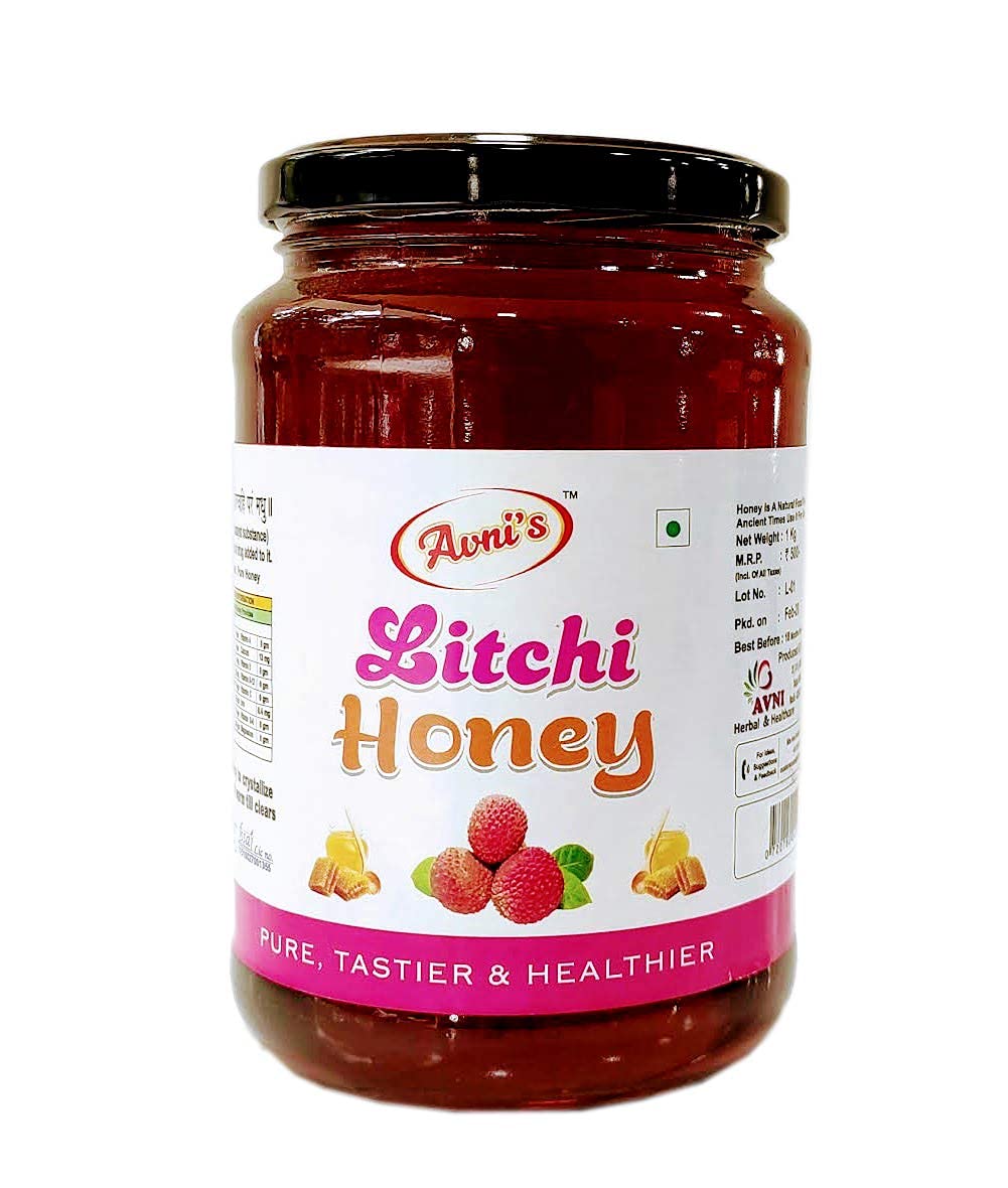 Avni's Tasty Healthy Litchi & Berry Honey Combo | Unprocessed | Unpasteurised | No Preservatives | Pack of 2 (1 Kg, Each)