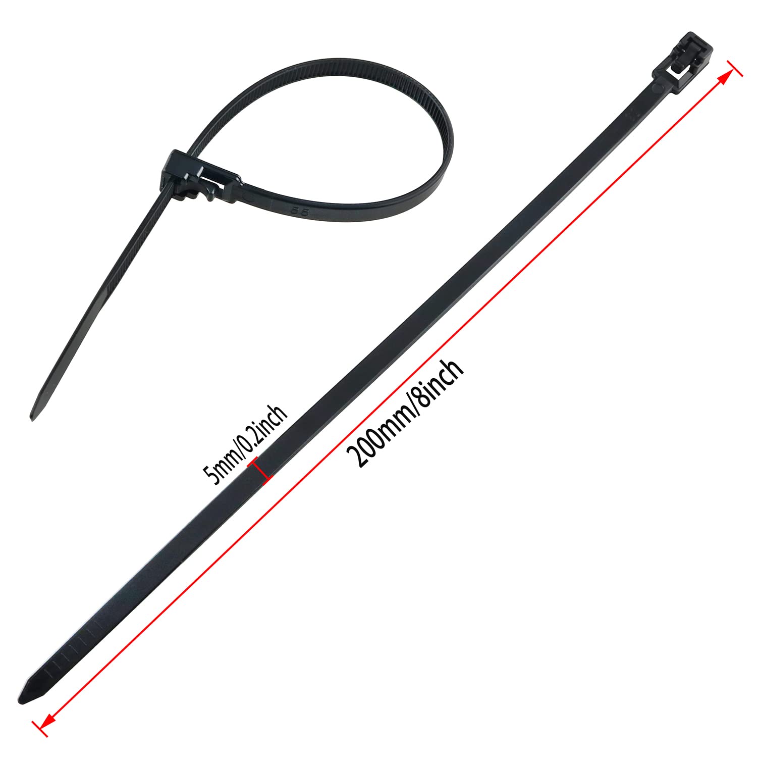 Amazon.com: Releasable Reusable Zip Ties ZZLZX 100PCS 200 x 5mm/8