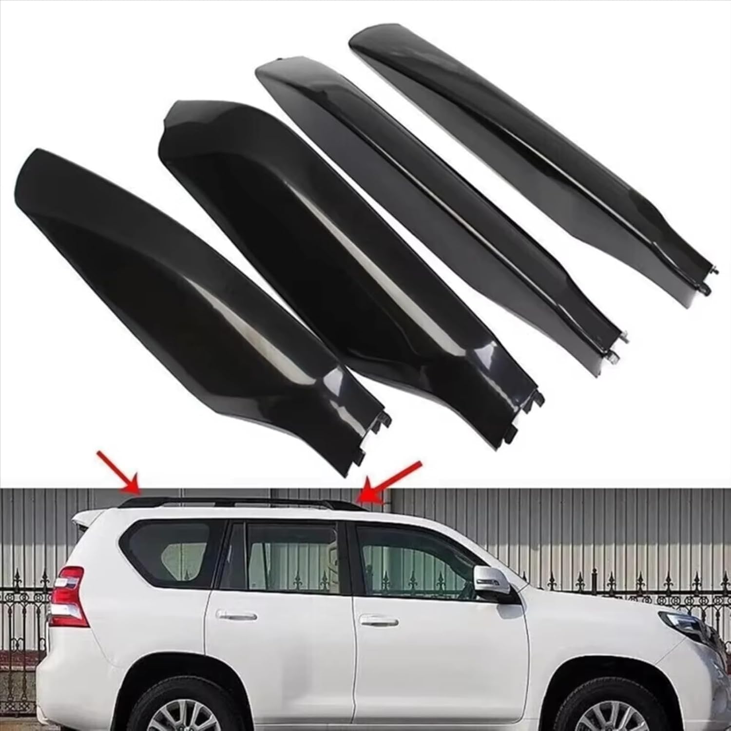 Roof Rack Shell End Compatible with Toyota for Land for Cruiser for Prado 150 FJ150 2010-2019 Roof Rack Cover Bar Rail End Shell Luggage(Silver)