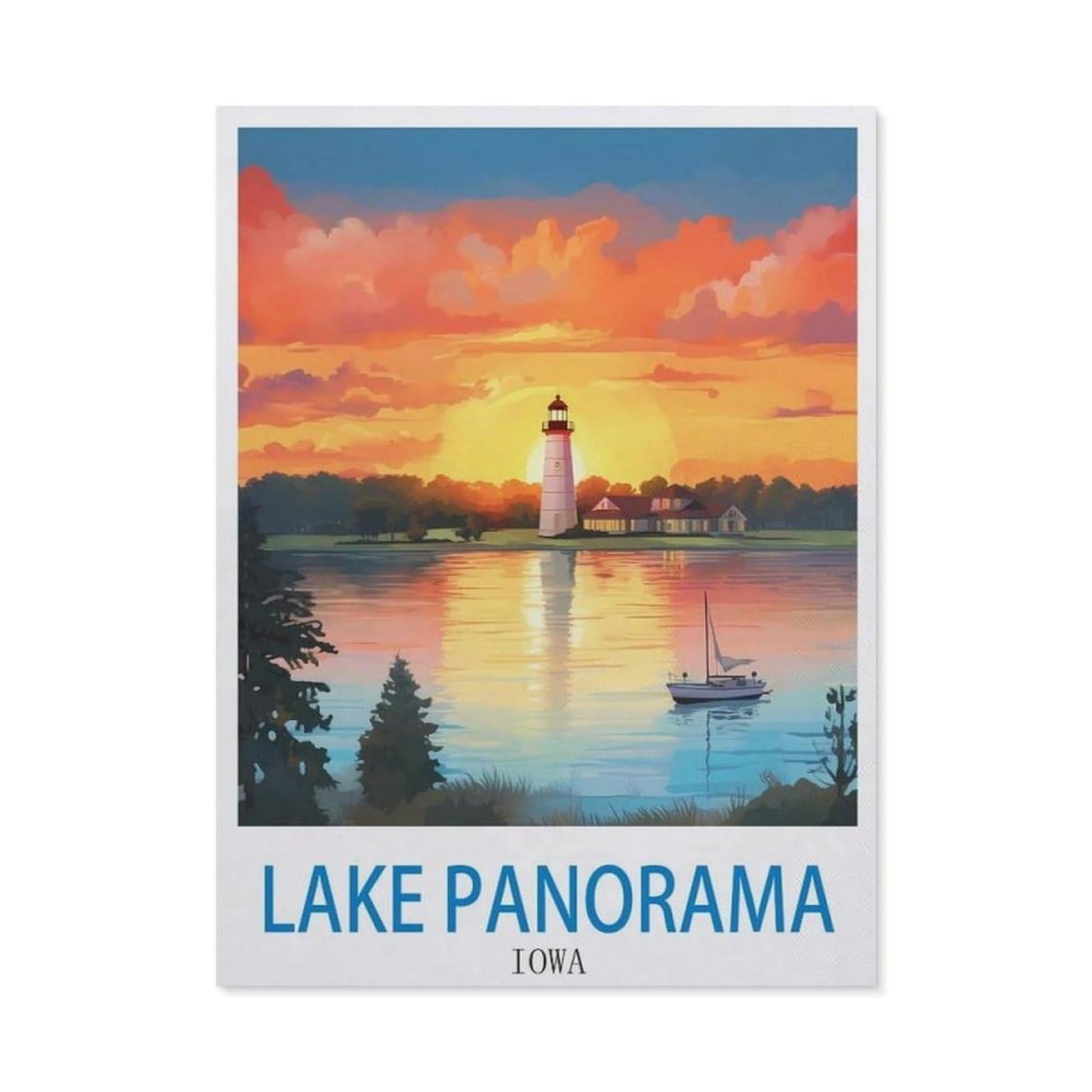 Lake Panorama Iowa，Tin Signs Funny Vintage Metal Sign Plaqu Poster Wall Art Pub Bar Kitchen Garden Bathroom Home Decor(20x30cm）8x12 inch-EE17