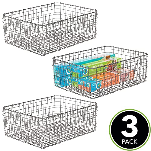 mDesign multifunctionele mand van metaal – opbergmand voor keuken, voorraadkamer enz. – compacte en universele draadmand, Verpakking van 3 - Image 3