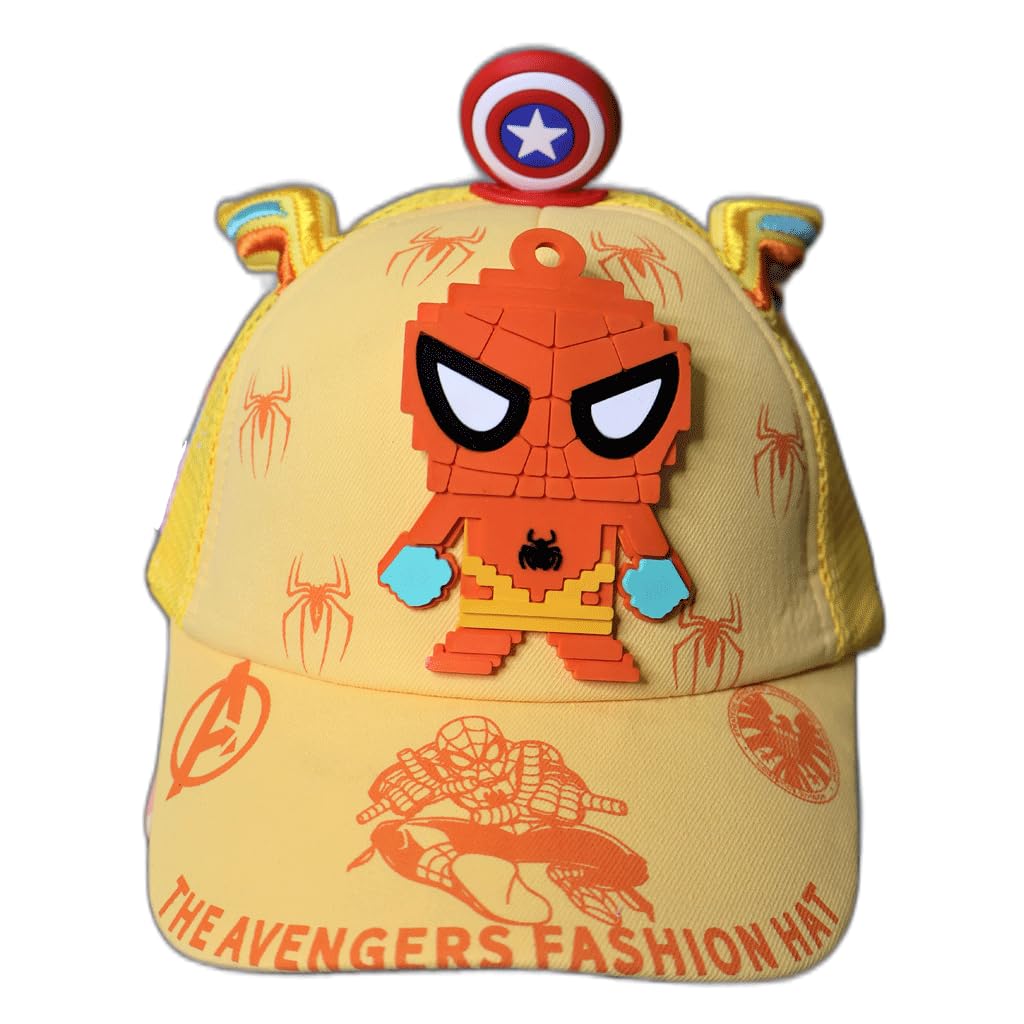 Cute Spiderman and Toy Cap Hat for Kids Age 4-10 Years Trendy caps with Soft Fabric Outdoor Casual and Funky Look x Rabbit Grabit