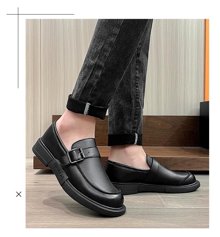 Men's Classic Round Toe Platform Loafers Comfortable Slip-On Business Casual Penny Shoes3