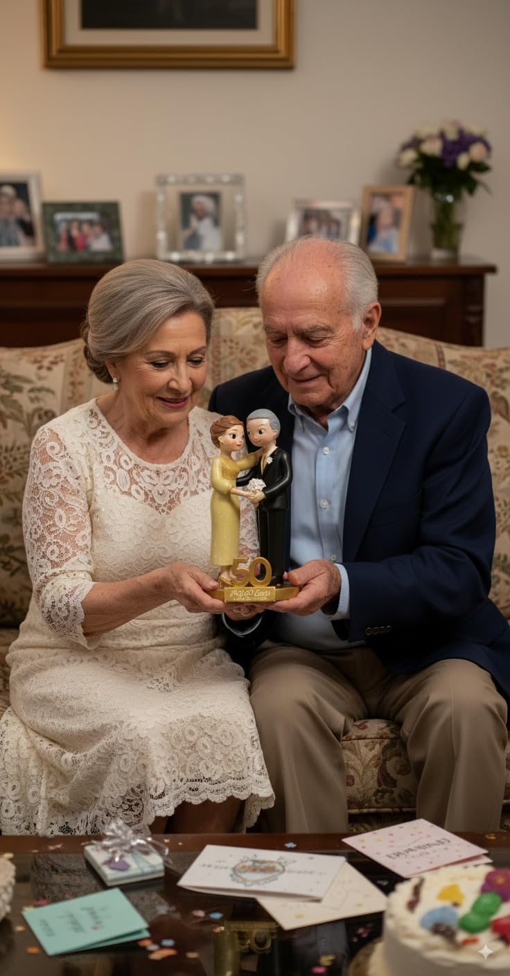 Figurita Tarta Bodas de Oro 50 Aniversario GRABADA para Pastel