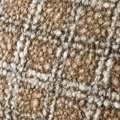 Image of Foindtower Pack of 2 Soft Faux Fur Boucle Throw Decorative Pillow Covers Fuzzy Accent Check Cushion Sherpa Boho Farmhouse Pillowcase for Couch Sofa Bed Living Room Home Decor 20x20 Inch,Light Brown