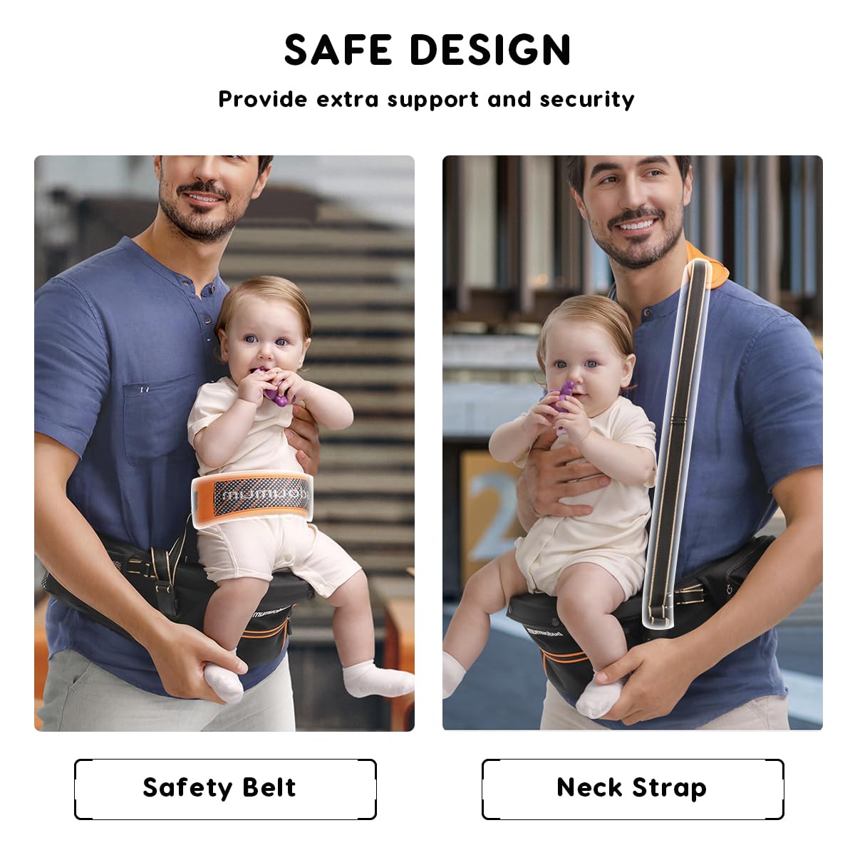 SONARIN 3 in 1 Regolabile Marsupio Neonati con Sedile,Portantina Multifunzionale Ergonomico Porta Bambino Fascia Porta Bebè Multi-Posizioni per Neonati Bambini 0-36 Mesi(Blu)
