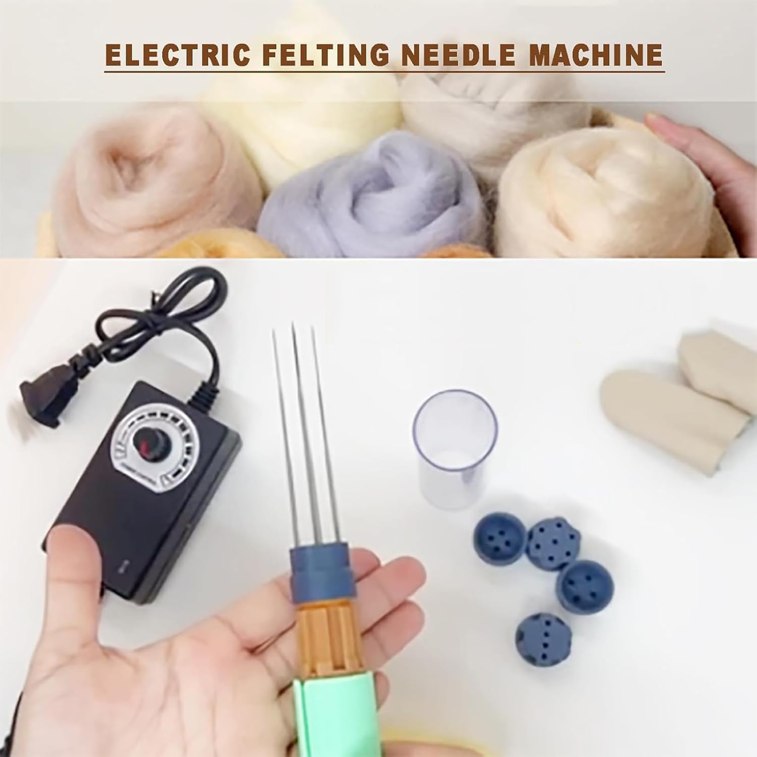 Elektrische Filznadelmaschine - DIY Wolle Bastelset, Einstellbare Geschwindigkeit, Einfacher Nadelwechsel für Schnelle Filz- und Bastelprojekte