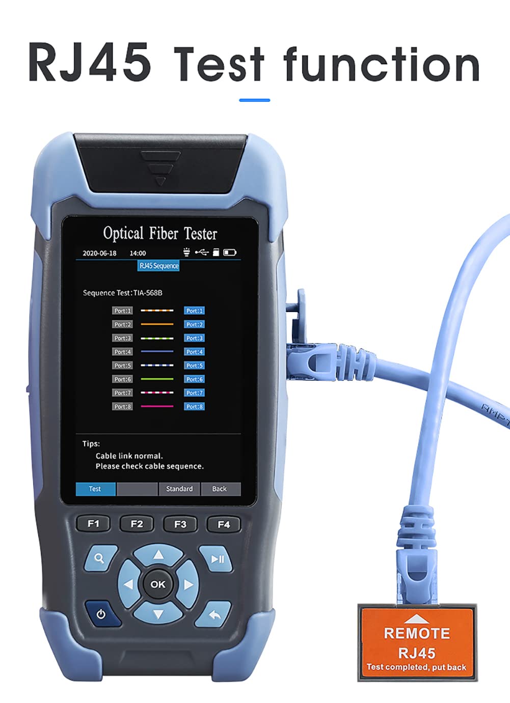 Reflectómetro de Fibra óptica OTDR, Reflector de dominio de Tiempo óptico OTDR de Fibra, Detector de obstáculos con 9 Funciones VFL OLS OPM, 22/24dB
