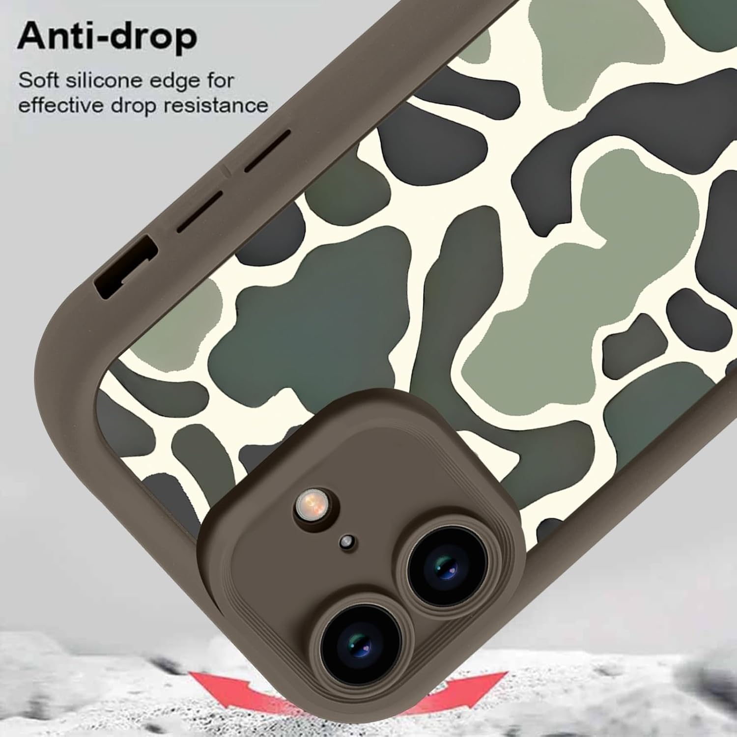 Camo Phone Case for iPhone 16 6.1",Cool Leopard Print Cases Unique Cheetah Tortoise Design Pattern for Men Boys Teens,Soft TPU Brown Shockproof Lens Protection Cover for iPhone 16 - Image 3