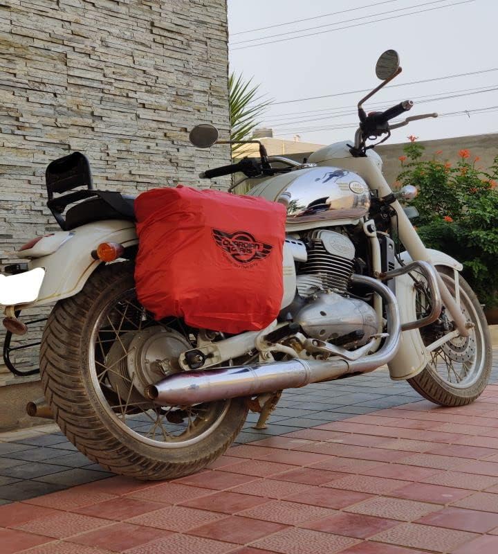 GUARDIANGEARS Buddy Canvas Side Bag for Royal Enfeild and Jawa 42 Motorcycles with Rain Cover (Khaki Colour) - Image 8 thumbnail