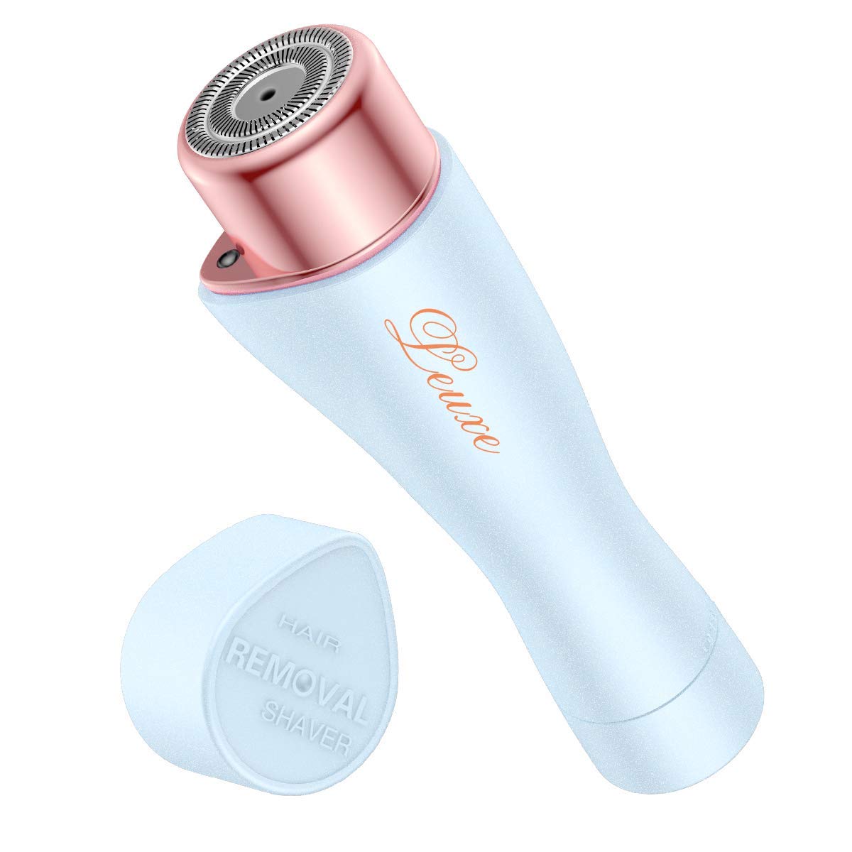 Facial Hair Remover for Women, LEUXE Painless Hair Removal Waterproof Shaver Razor with LED Light for Peach Fuzz Fine Hair Chin Cheek Upper Lip (Blue)