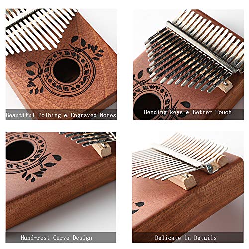 Thumb Piano Kalimba 17 Keys With Study Instruction And Tune Hammer,Portable Mbira Sanza Finger Piano, Gift For Kids Adult Beginners Music Instrument Love (High End 17 Key) #TOP4