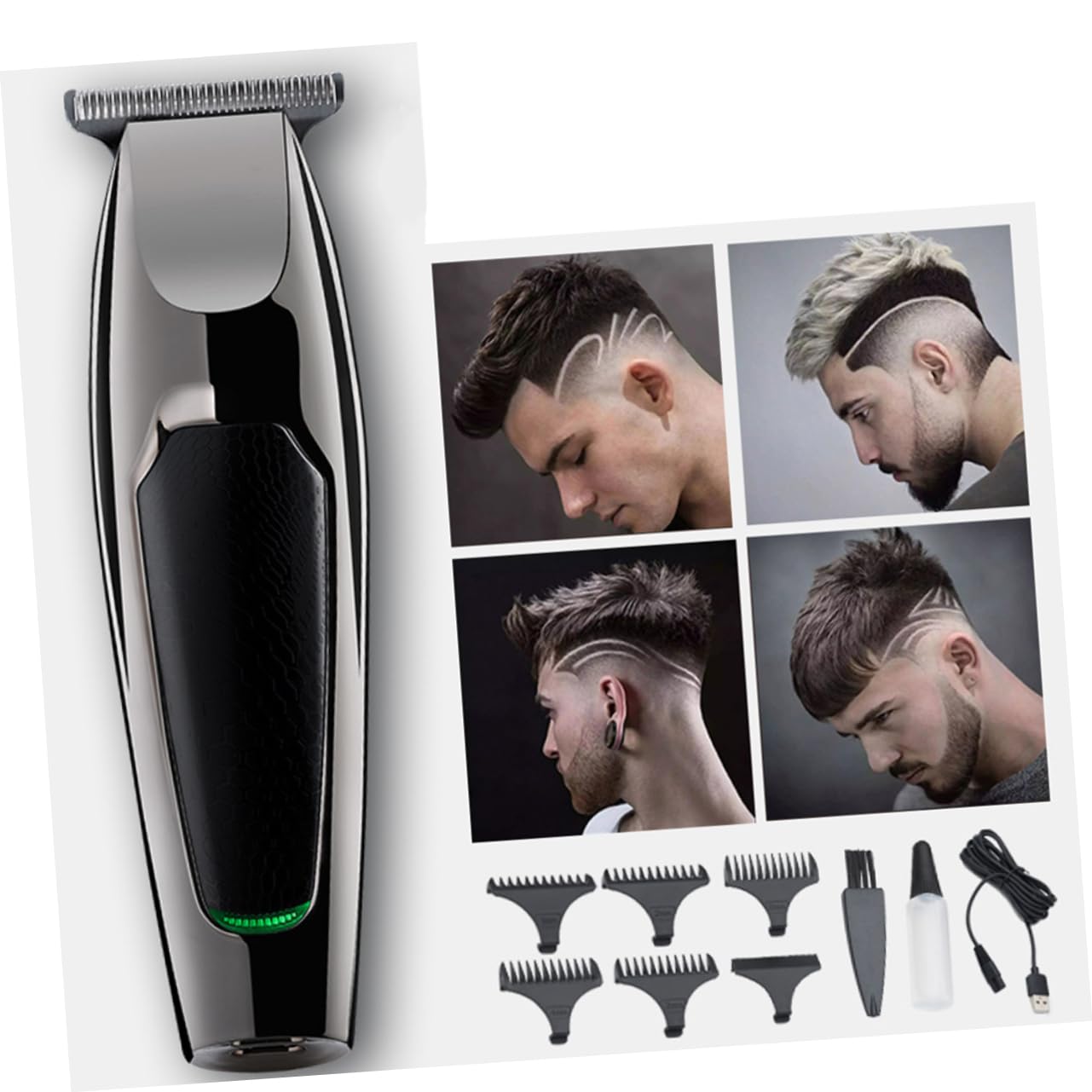 minkissy Clipper USB Rechargeable Hair Trimmer for Precise Hair Cutting with Guide Combs Ergonomic Design for Home and Salon Use