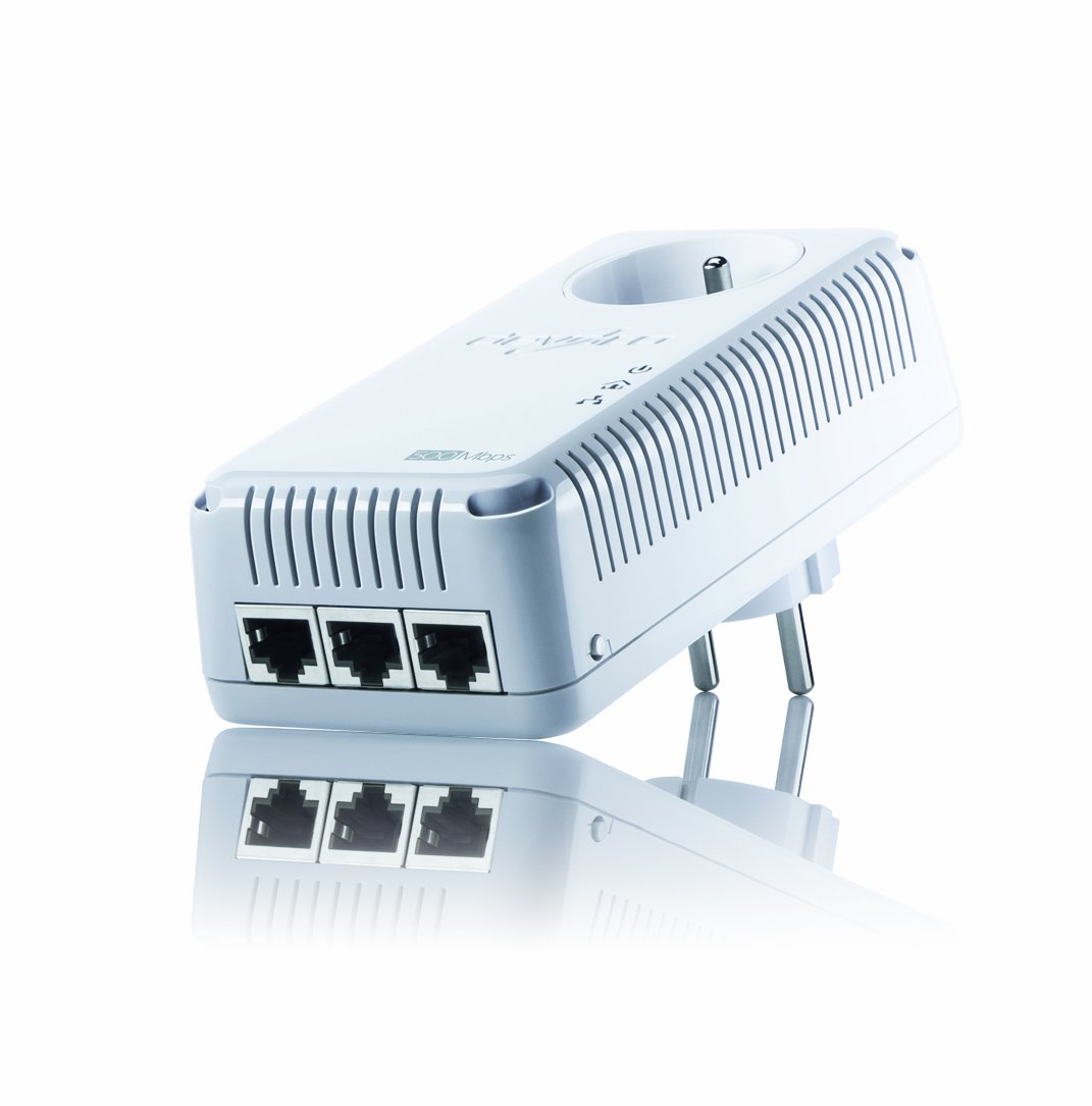 devolo 1714 - Pack de 1 adaptateur CPL (dLAN 500 AVtriple+) : 3 ports Gigabit Ethernet / prise gigogne intégrée