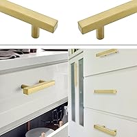 Vista 4 de goldenwarm LS1212GD - Paquete de 10 pomos de latón cepillado para cajones, manijas doradas para cajones de cocina, accesorios de baño