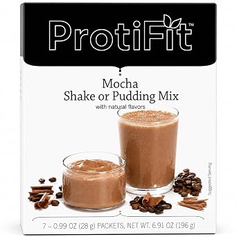 PROTIFIT - High Protein Pudding/Shake Mix, 15g Protein, Low Calorie, Low Fat, Low Carb, Aspartame Free, Idea Protein Compatible, Meal Replacement, 7 Servings Per Box Mocha