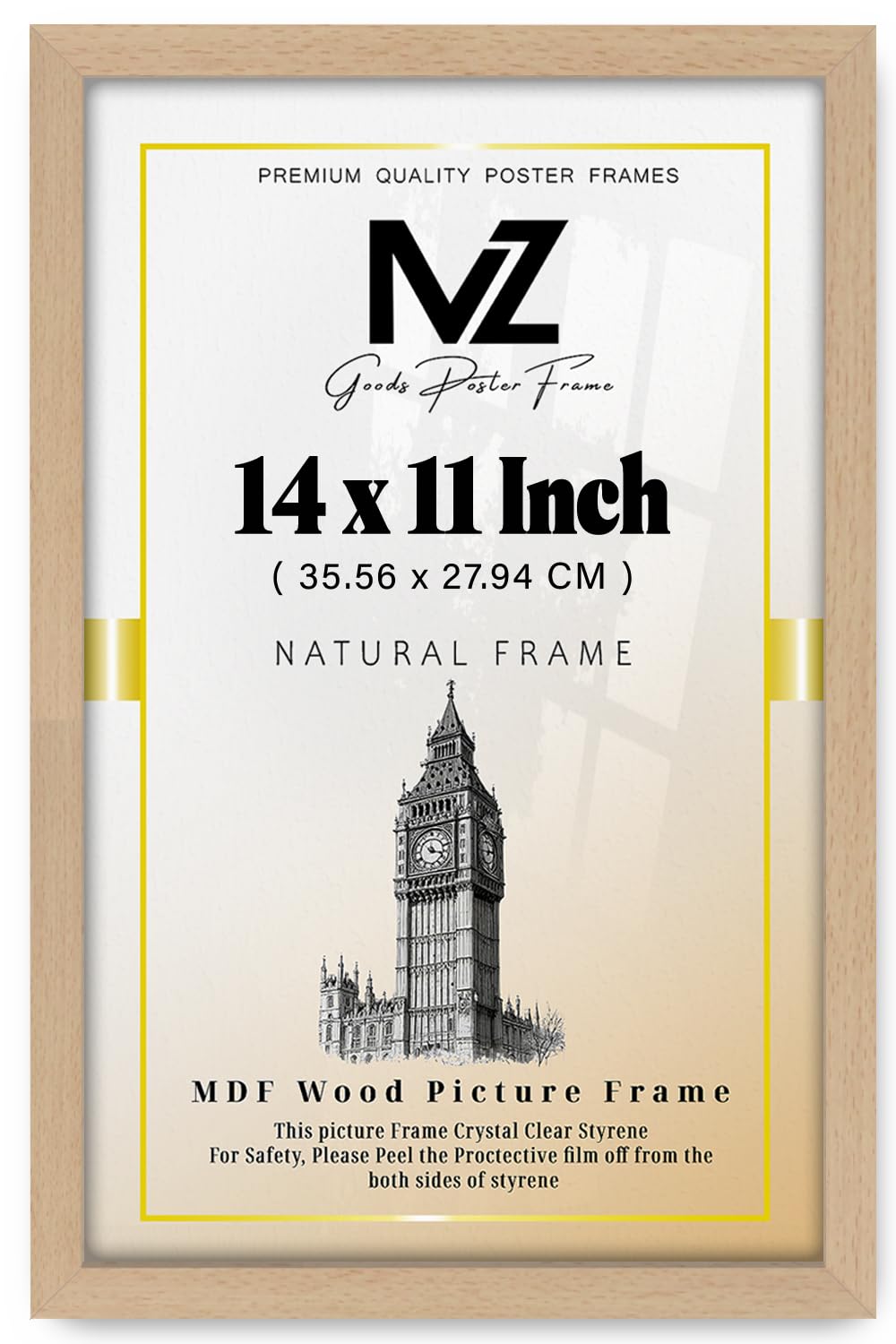 Mz Goods Beech | Eton Wood 355.6 X 279.4 Mm Frames - Medium 14" X 11" Perfect For Home, Office, (35.56 X 27.94 Cm) [ ]