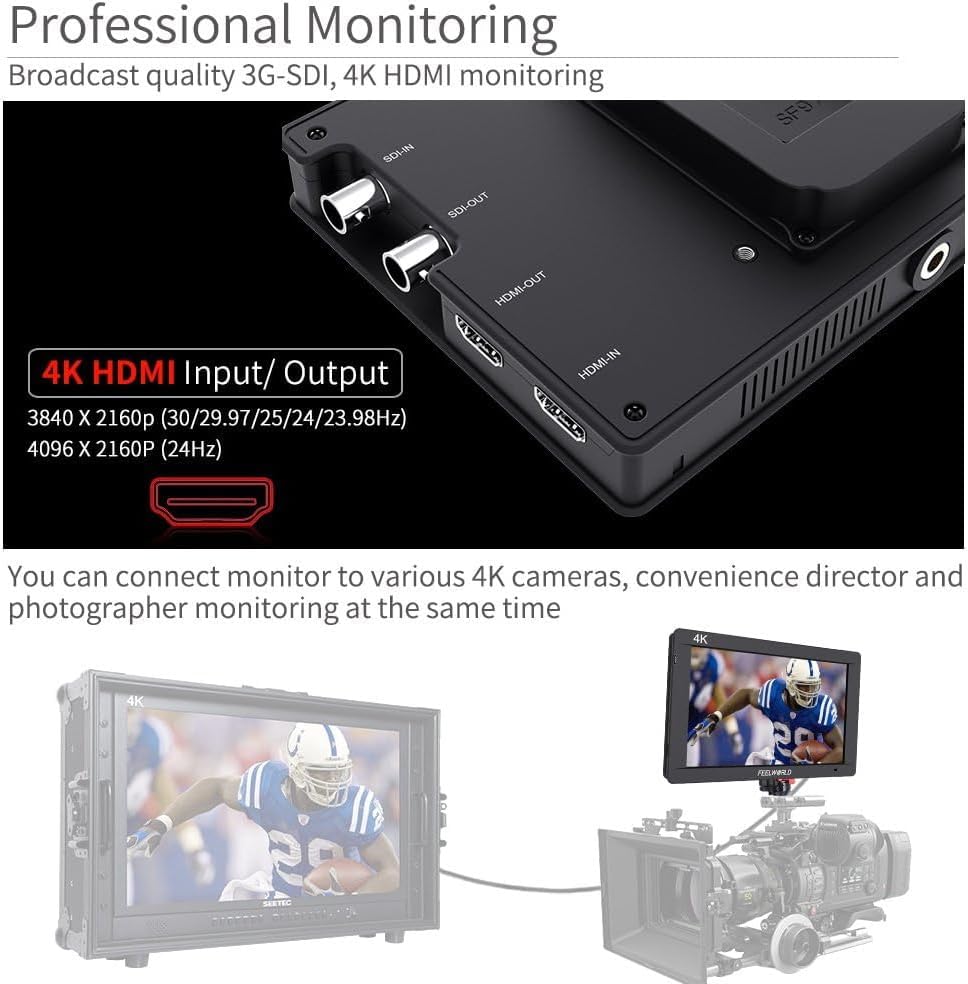 FEELWORLD FW703 7" 3G SDI 4K HDMI DSLR Monitor Video Assist Peaking Focus IPS Full HD 1920x1200