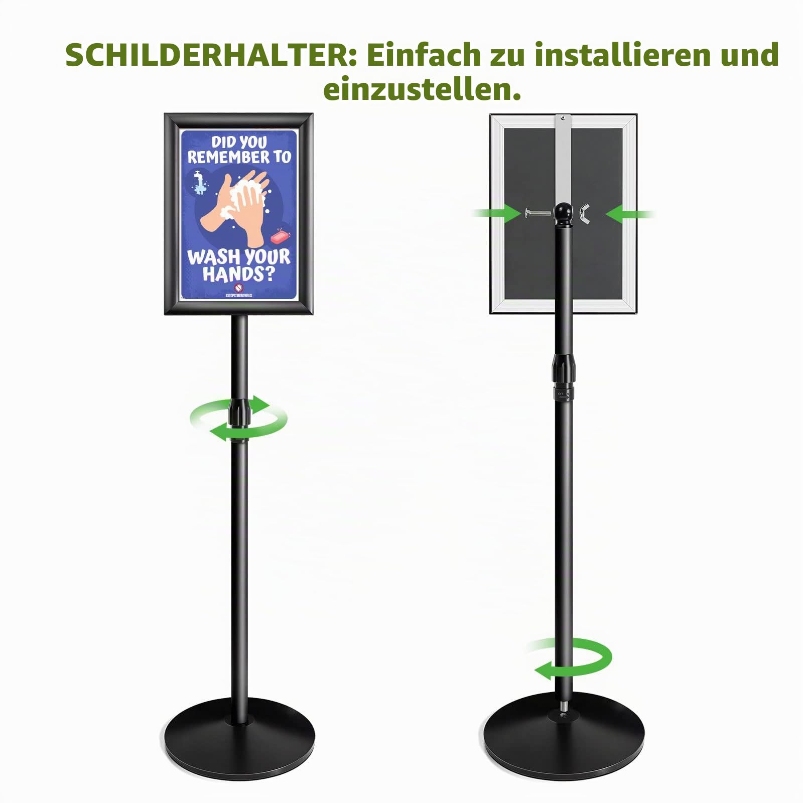 NewZeal Heavy Duty plakatständer Infoständer A4 posterständer schild ständer A4 Verstellbarer stehender Schildhalter mit Gusseisen-Basis, Alu-Schildhalter für Präsentation/Werbung (Schwarz)