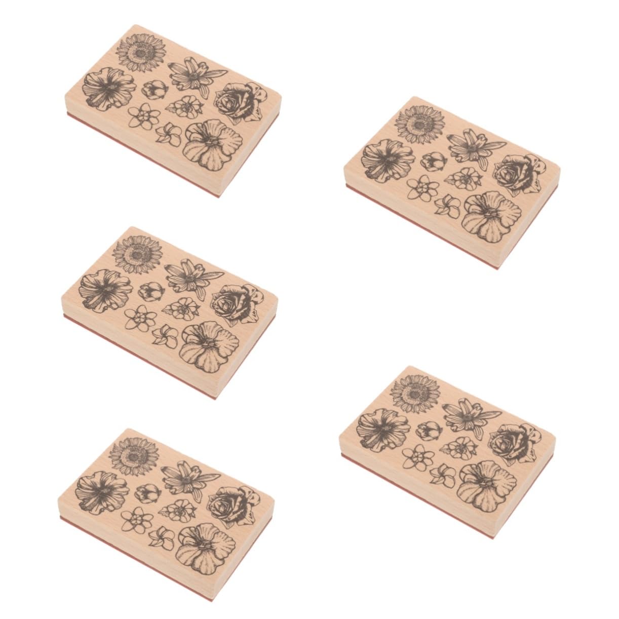 5pezzi Timbratura Decorativa Legno per Crafting di Timbri Multi-Funzione per Diario e Progetti Creativi Design Variabile e Portatile per Amici