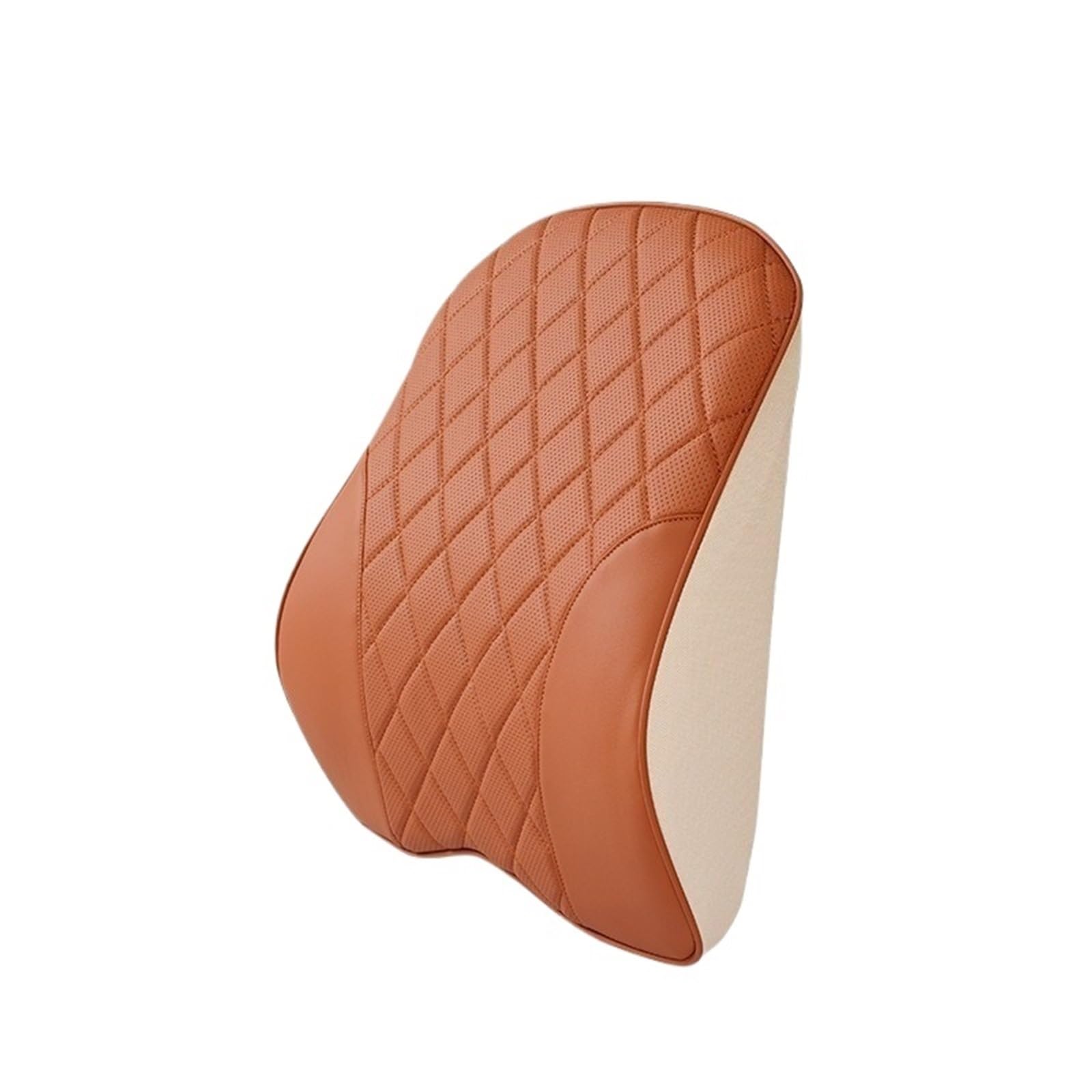 KVSWBRE Car Seat Pillow Nappa Leather Car Neck Cushion Waist Support Pillow Memory Foam Car Headrest Lumbar Support Seat Accessories(Orange -waist pillow)