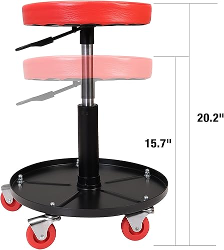 Miniatura 2 de Torin ATRHL6201B - Asiento neumático de alta resistencia para garajetienda taburete mecánico ajustable acolchado con bandeja de herramientas, color