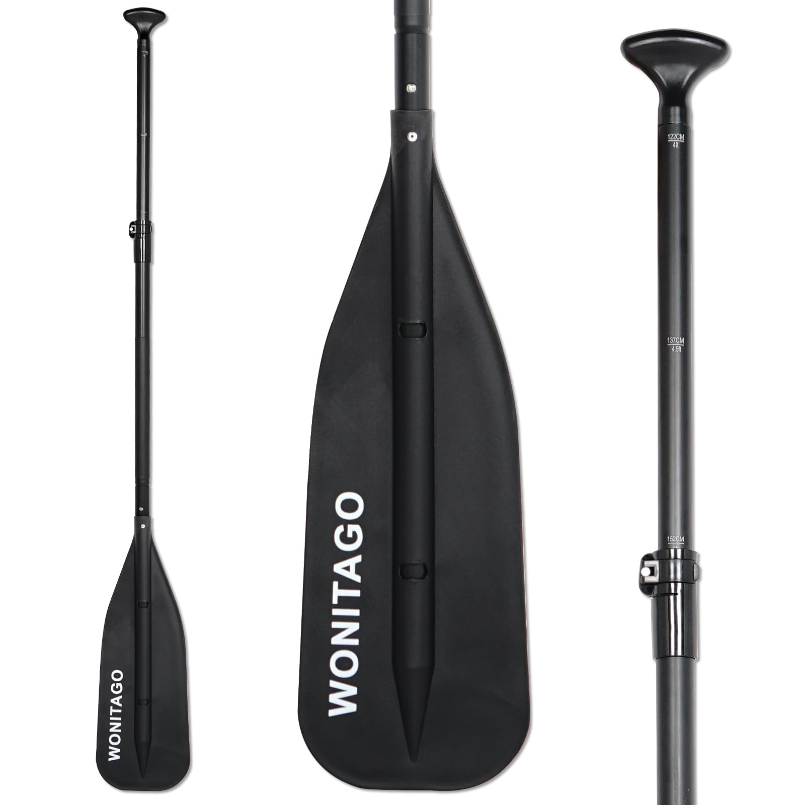 Canoe Paddle Aluminum Shaft with PP Blade, Floating Adjustable Paddle for Canoeing, Boating and Rafting, 122-152 cm/4-5 Ft