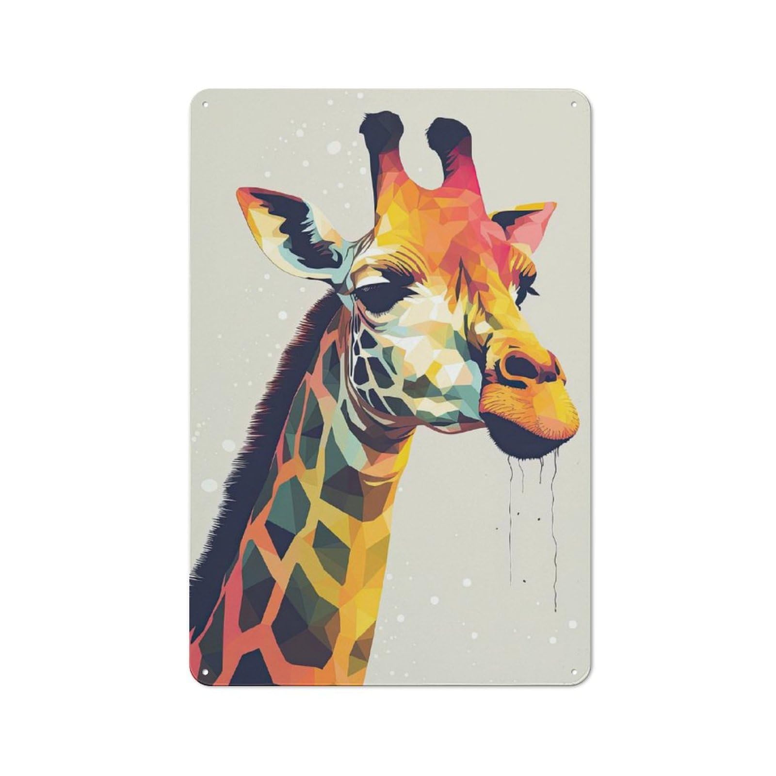 Junmoney Style-23 Tin Wall Plaque 30X20cm With Vector Giraffe For Living Room Or Hallway, For Vintage Wall Decor Fans, For Themed Room Decoration