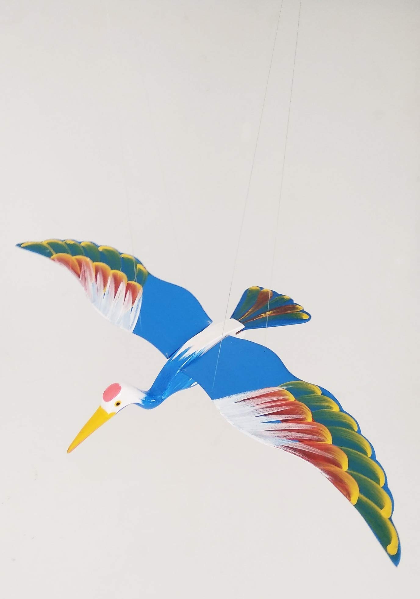 Uccello in legno dipinto a mano con gabbiano blu, decorazione per la casa e il giardino