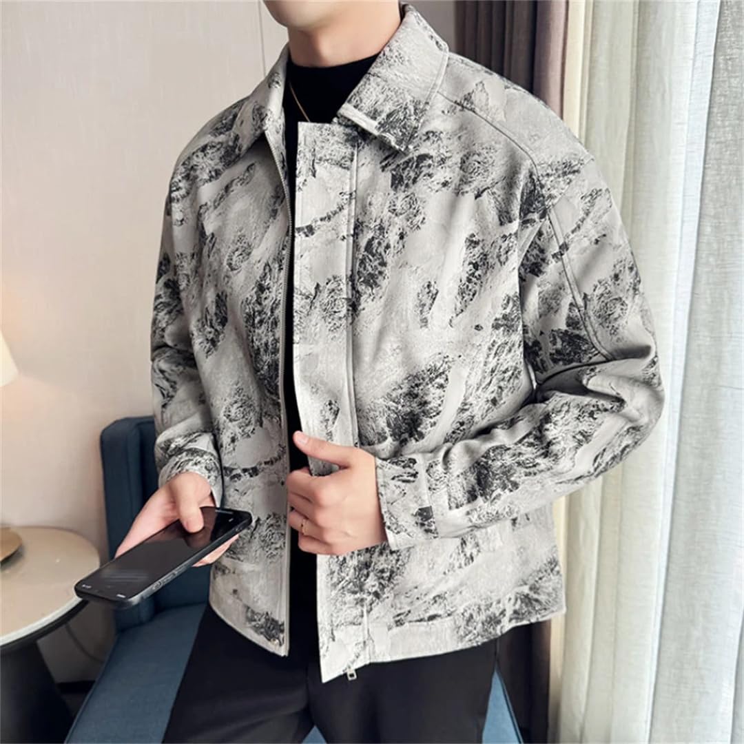 Męska klapa motocyklowa kurtka rowerowa Streetwear Social Business Coats Skórzana kurtka z nadrukiem