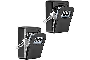 Pack of 2 Outdoor Key Lock Boxes with 4 Digit Combination Lock - Black