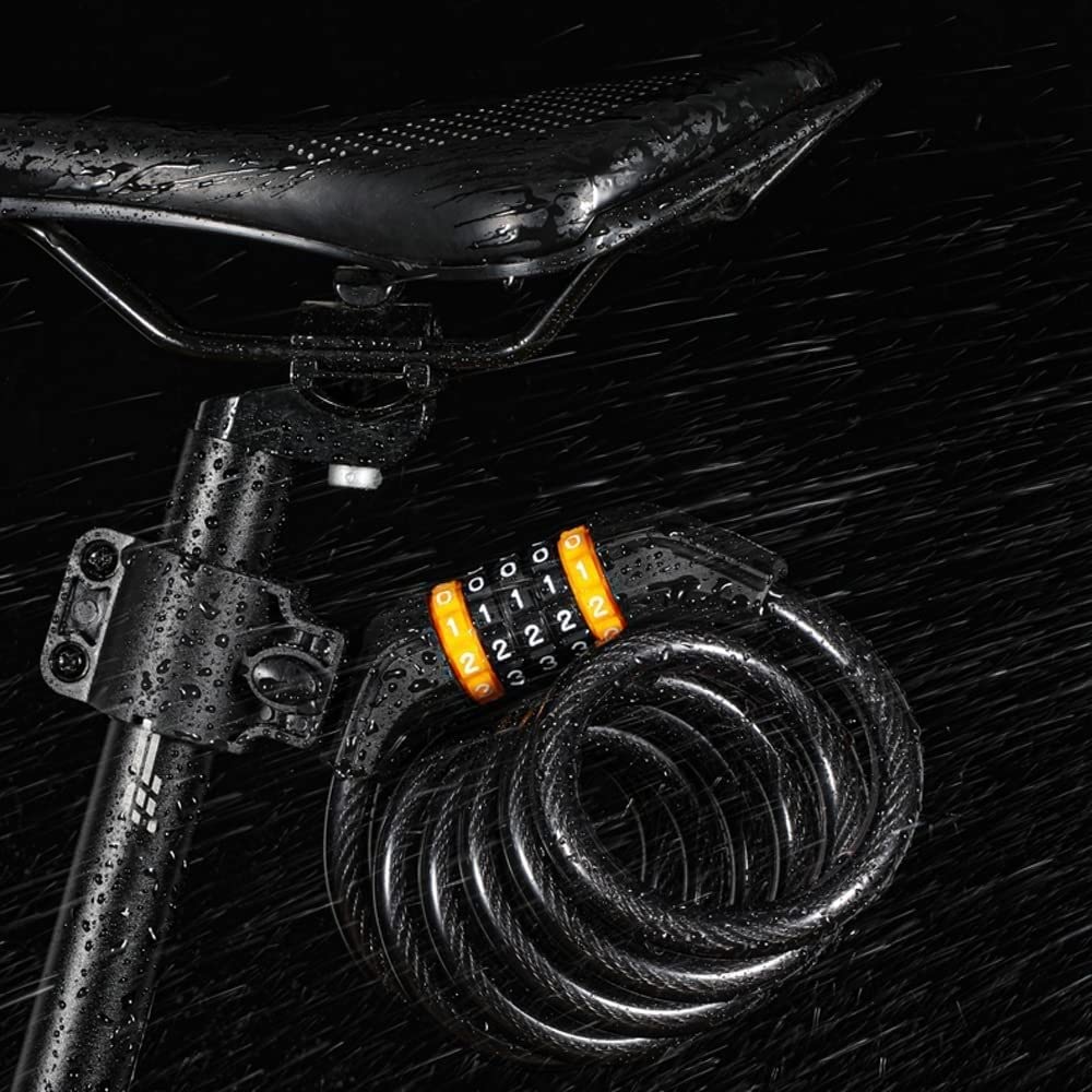 Lucchetto per Bici con Password Digitale, Combinazione a 4/5 cifre, antifurto Portatile, autoavvolgente, per Moto da Montagna, antifurto per Esterni