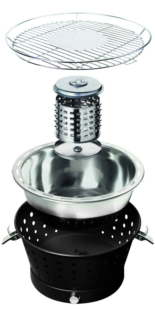 Starke Fun-BBQ - Barbacoa de carbón vegetal sin humo, mesa o terraza, 35 cm, color antracita