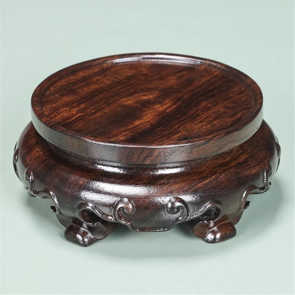 Stojak ekspozycyjny Ebony Carving Okrągły Bonsai Podstawa, Wazon Akwarium Czajnik Stojak Wystawowy Stojak na rośliny(Duży)