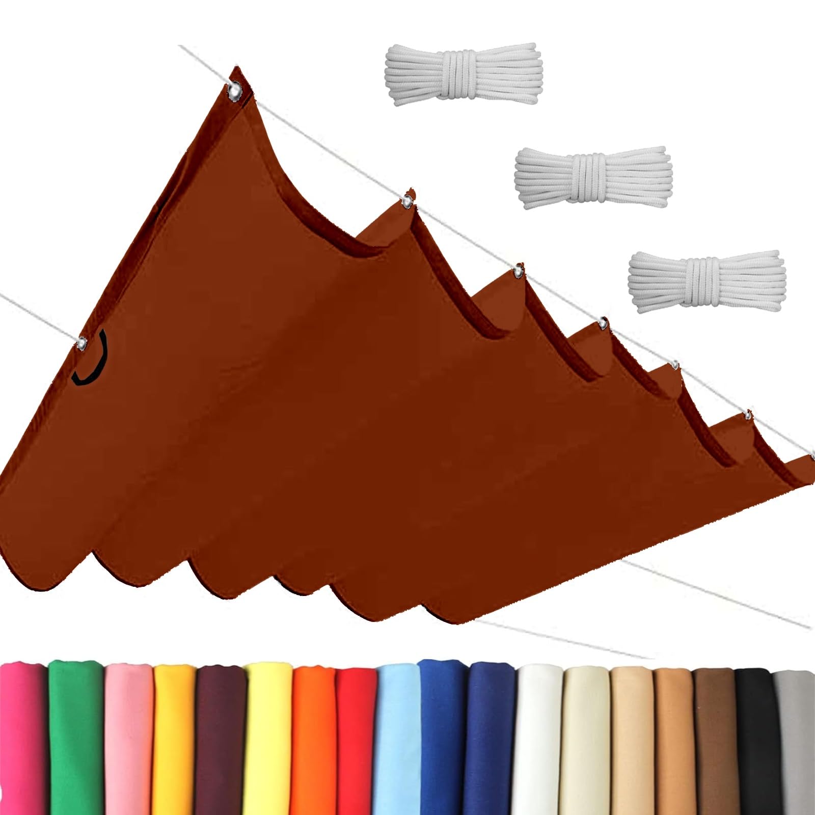 Toldo Retráctil con Onda 2.3 x 2.6 m con Ojales y Cuerda, Vela Sombra Impermeable y Rectangular con Bloqueo UV y Resistencia a Desgarros para Jardín Porche Patio Barbacoa, Rojo óXido