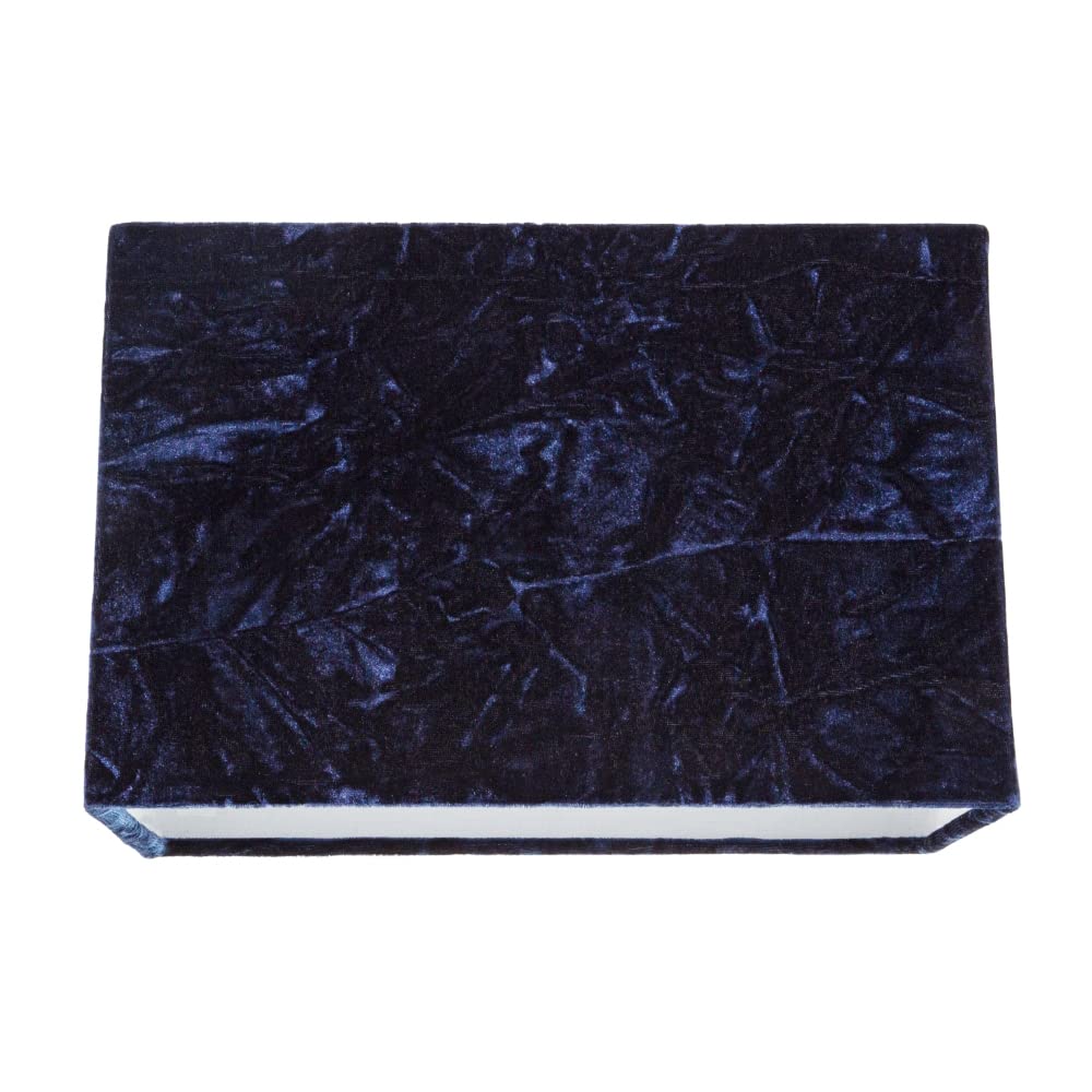 Rackhams Blue Contemporary Designer Midnight Crushed Velvet Fabric Rectangular Lamp Shade