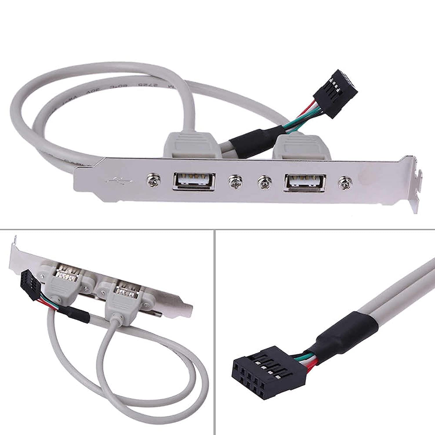 lipiworld LipiWorld® 2 Port USB 2.0 Cable Adapter Converter Motherboard Rear Panel Extension Bracket to 9 Pin Motherboard Header (Pack of 1)-picture-23