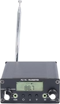 ZJchao Fm Stereo Transmitter, DC12V 0.5W Stereo FM Transmitter Long Range Broadcast Station with 3.5mm Mic Sound Jack for Theaters Homes Libraries