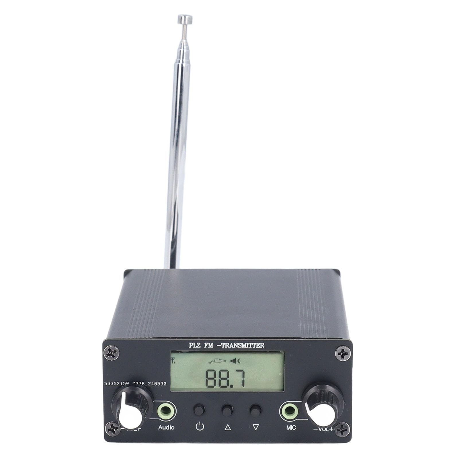 FM Transmitter 0.5W Aluminium Alloy Stereo Long Range Stereo Mini Broadcast with 3.5mm Mic Input Jack for Theaters Churches Outdoor Events