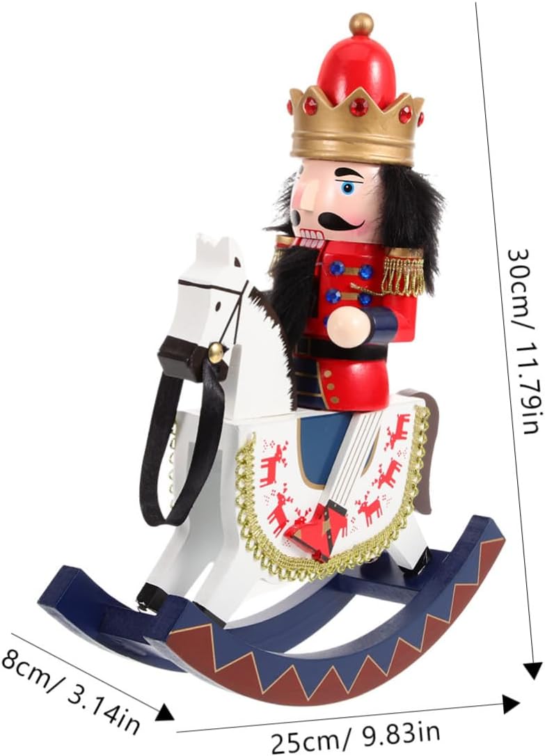 Wooden Horse Nutcracker Soldier Christmas Decor Intricate Craftsmanship Xmas Desktop Ornament Traditional Festive Tabletop Decoration for Home and Office