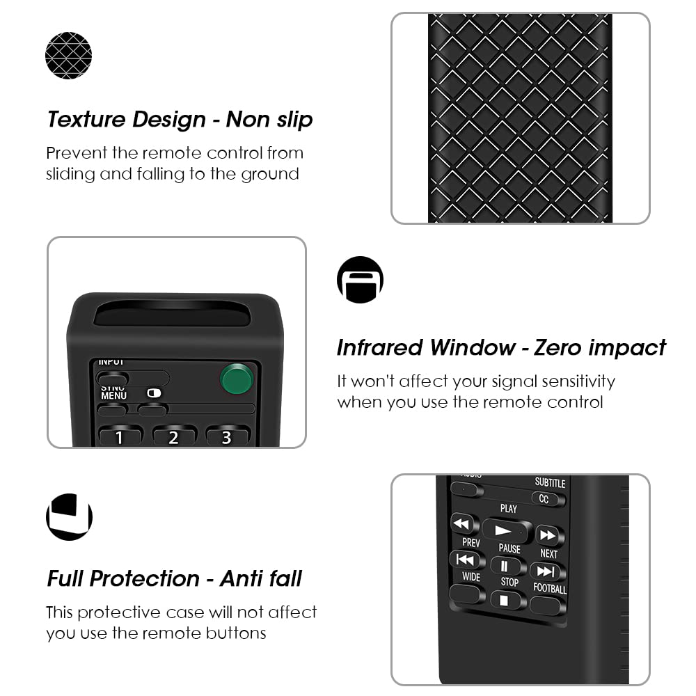 Custodia in Silicone Compatibile con Sony Bravia TV Telecomando RMT-TX100D RMT-TX300E RMT-TX310E RMT-TX200E RMF-TX200C per Sony Nuovo Sostitutivo Remote Protettiva Cover Anti-Scivolo Cassa (Nero)