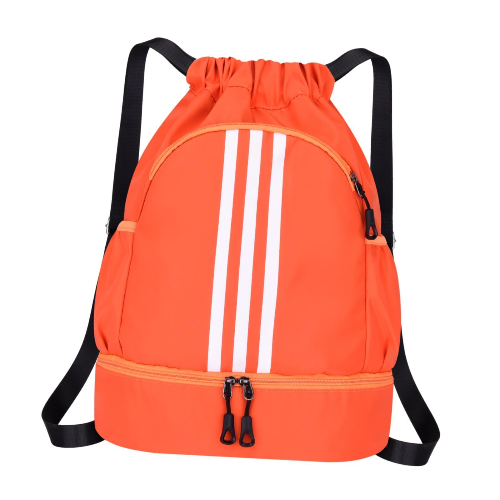 Drawstring Backpack Adjustable Shoulder Straps for Women Men String Swim Bag Orange-image-47