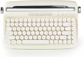 Teclado Bluetooth Retrô para Tablet e Celular (Bege)