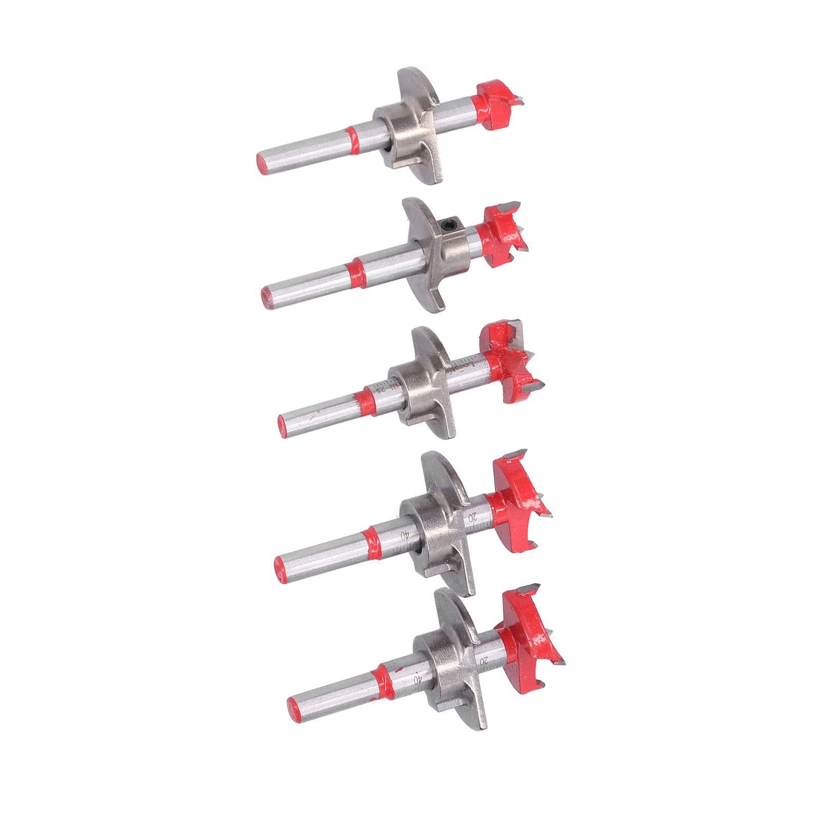 Set di 5 punte da trapano Forstner, kit apri fori per la lavorazione del legno, strumenti di perforazione accurati per fori in metallo per mobili con punte da 15 mm 20 mm 25 mm 30