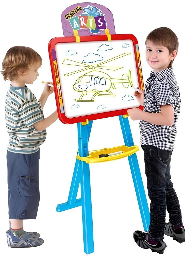 Lavagna Double Face per Gessi Pennarelli Magnetica Lavagna Verticale Orizzonatale Removibile con Cavalletto Pennarelli Gessi Lettere Numeri Magnetici Lavagne per Bambini 3in1 Lavagne Artista Scuola