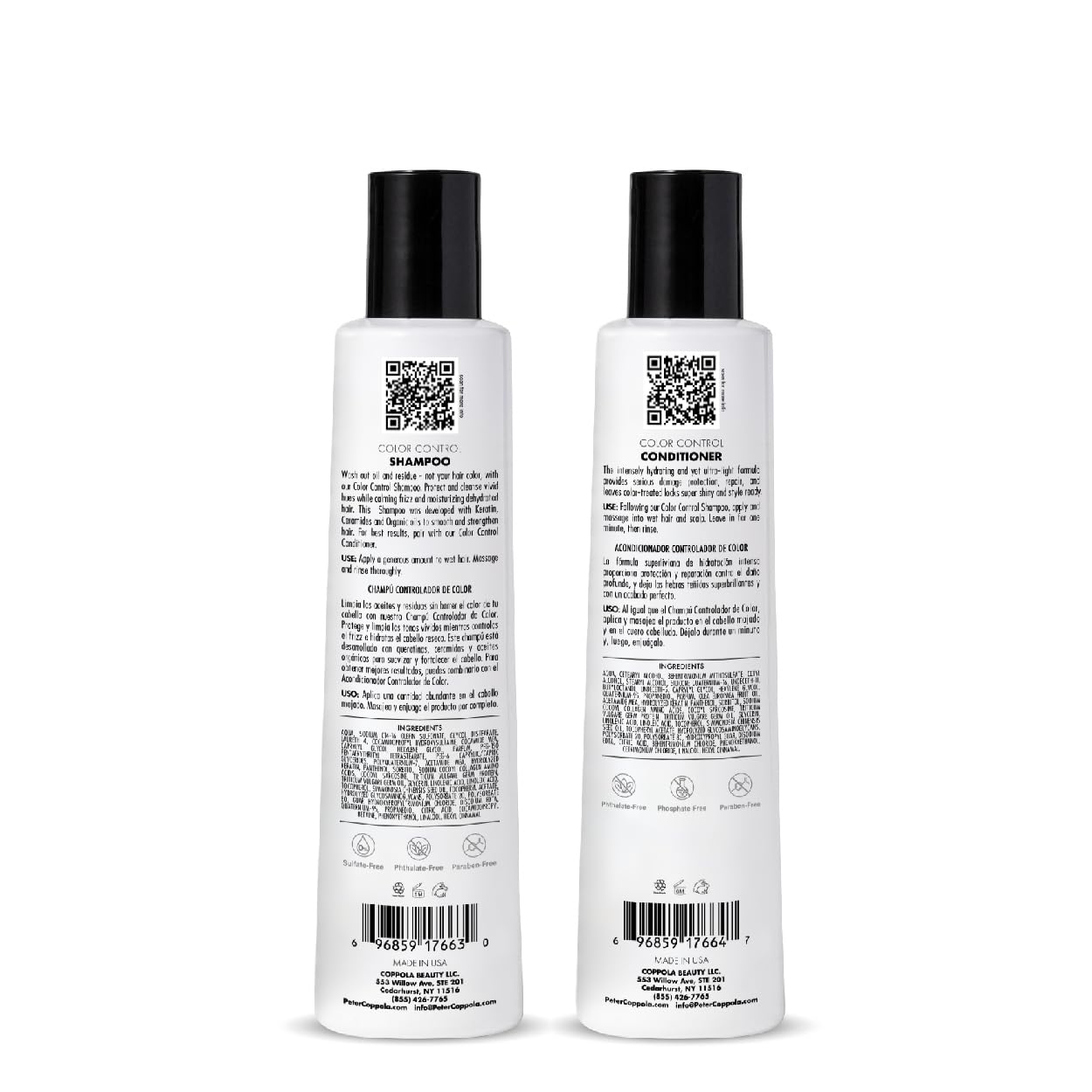 PETER COPPOLA Color Control Sulfate Free Shampoo & Conditioner Duo - For Color Treated Hair - Color Safe Keratin Shampoo & Intensely Hydrating Conditioner (12 Fl Oz) - Image 2