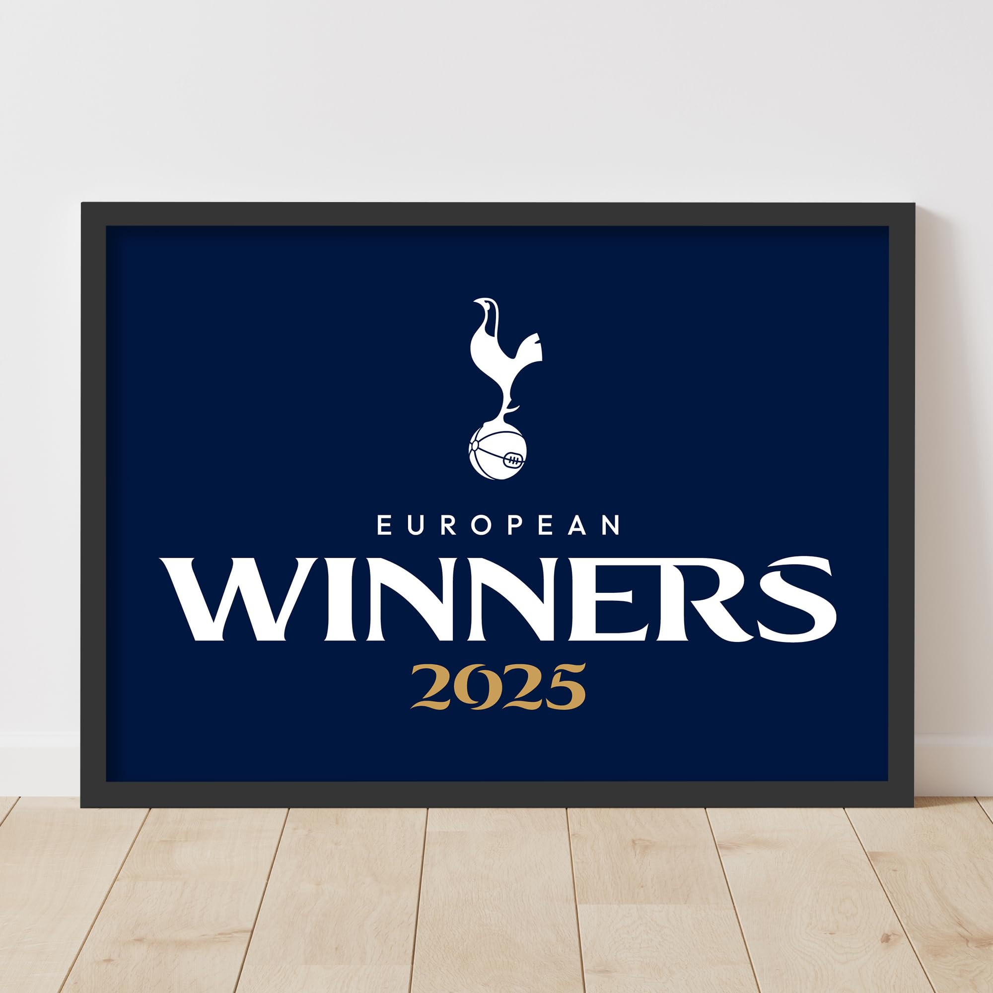 Themed Tottenham Hotspur Print - European Winners 2025 Navy Poster Wall Art (42cm x 59.4cm - A2)