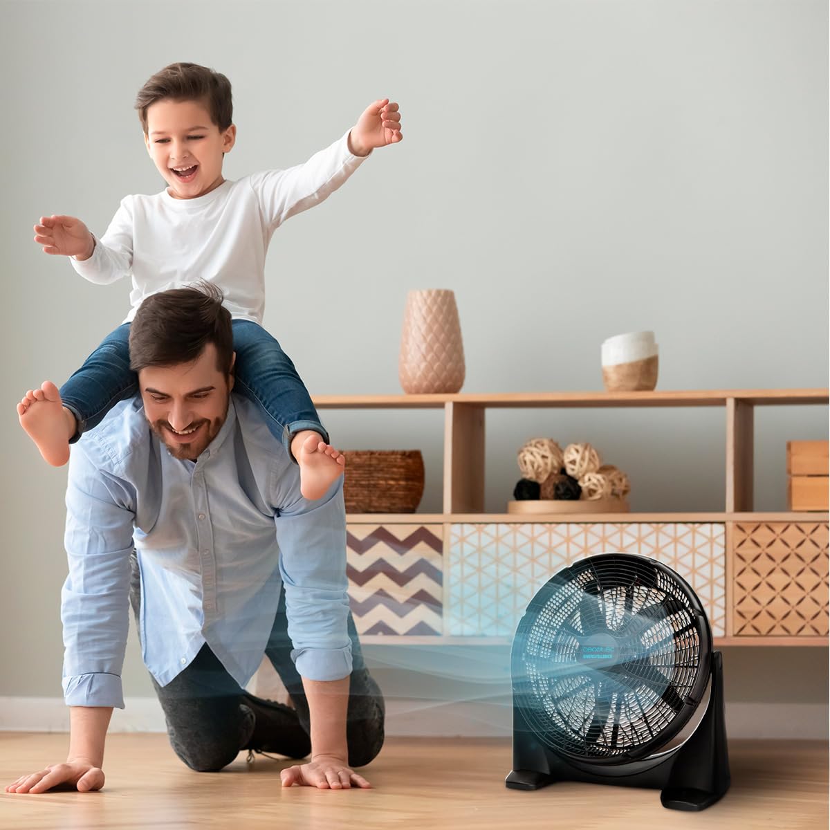 Cecotec - EnergySilence 1400 FloorFlow Przemysłowy wentylator podłogowy - 50 W, średnica 14 cali, 3 prędkości, 5 aerodynamicznych łopatek, łatwa obsługa i maksymalne bezpieczeństwo