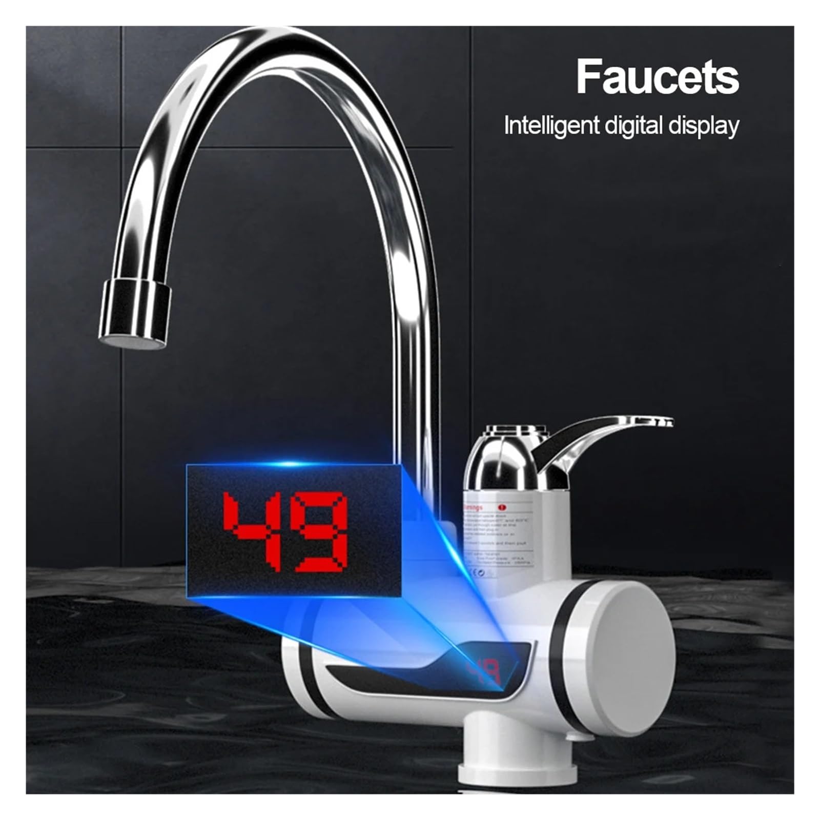 Rubinetto For Riscaldamento Istantaneo Elettrico Scaldabagno Senza Serbatoio Da 3000 W Rubinetto For Riscaldamento Rapido Regolabile Con Temperatura Digitale For Cucina Bagno La Sicurezza Efficiente(A